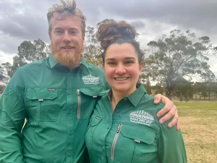 The Bestie Bites owners in Outback Fencing shirts